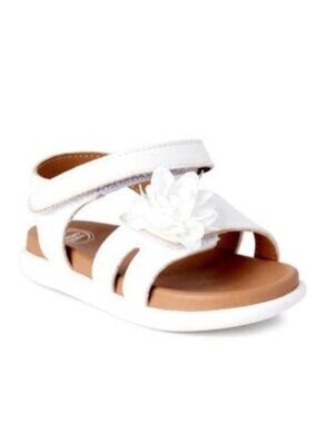 Wonder Nation Infant Size 6 Girls Chiffon Flower Sandals White Dual Closure